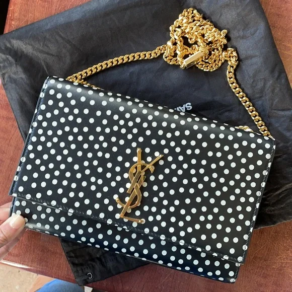 YSL Kate monogram polka dot black/cream shoulder bag ✨ final price ✨ 🎉HP🎉 - Picture 1 of 15